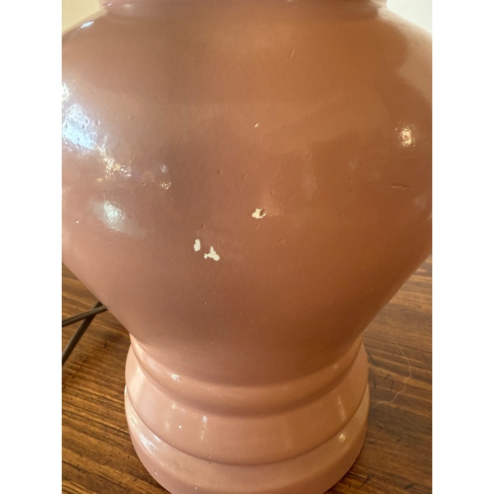 Vintage Pink Ceramic Ginger Jar Lamp Floral Calico Shade Cottagecore Decor - Picture 4 of 12